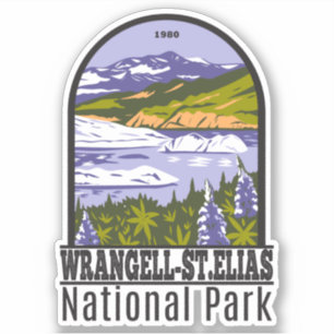 Wrangell St Elias National Park Nizina Lake Retro Sticker