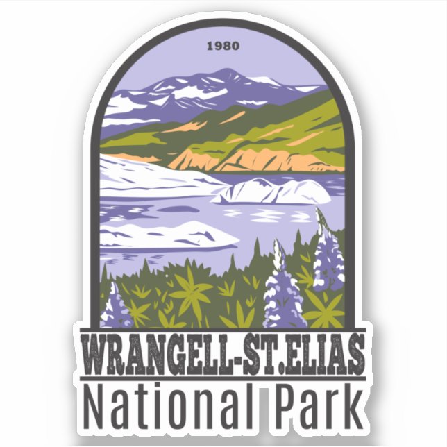 Wrangell St Elias National Park Nizina Lake Retro Sticker (Front)