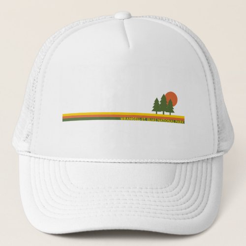 Wrangell_St Elias National Park Pine Trees Sun Trucker Hat