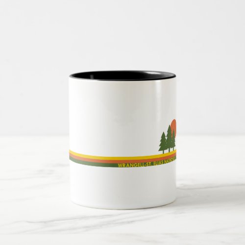 Wrangell_St Elias National Park Pine Trees Sun Two_Tone Coffee Mug
