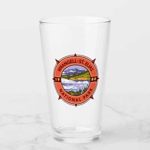 Wrangell St Elias National Park Retro Compass Glass