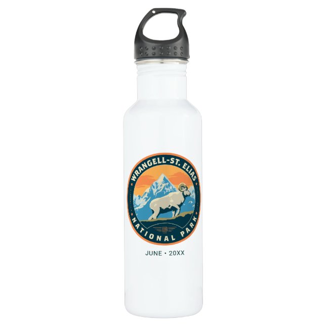 Wrangell-St Elias National Park Stainless Steel Water Bottle (Front)
