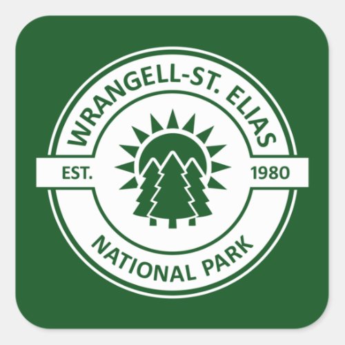 WrangellSt Elias National Park Sun Trees Square Sticker