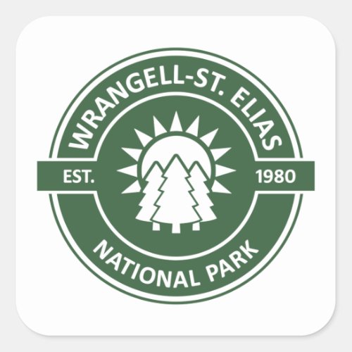 WrangellSt Elias National Park Sun Trees Square Sticker