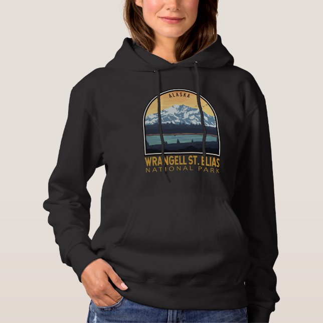 Wrangell St Elias National Park Vintage Emblem Hoodie (Front)