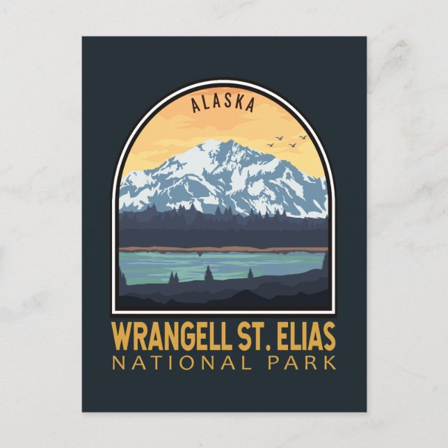 Wrangell St Elias National Park Vintage Emblem Postcard (Front)