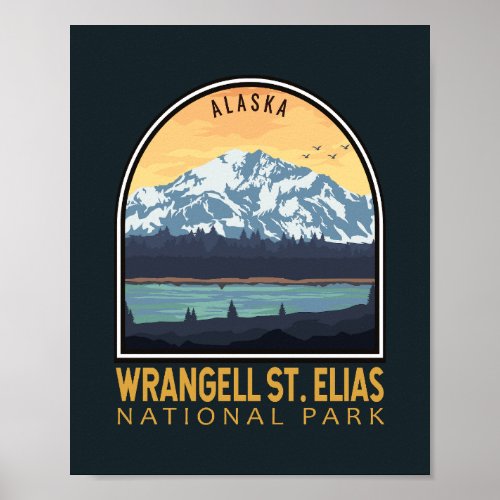 Wrangell St Elias National Park Vintage Emblem Poster