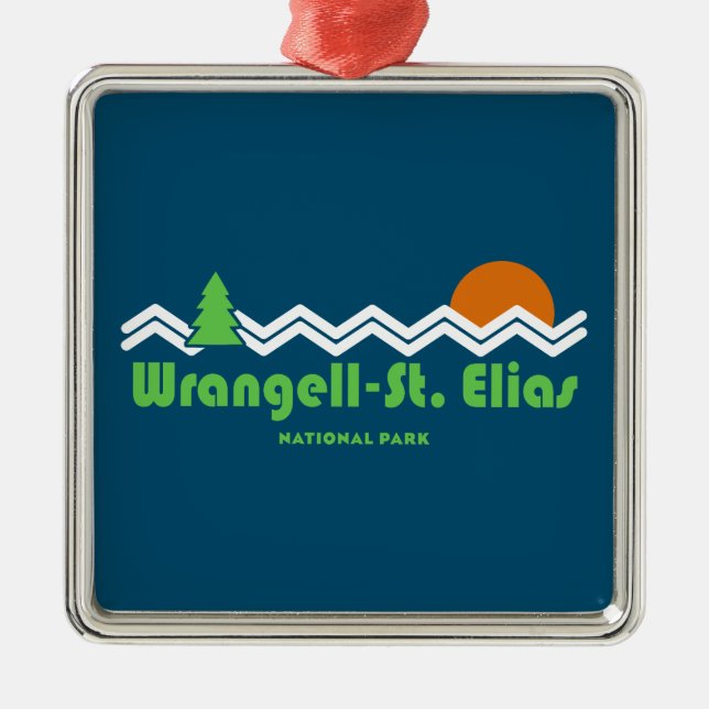 Wrangell-St. Elias National Retro Metal Ornament (Front)