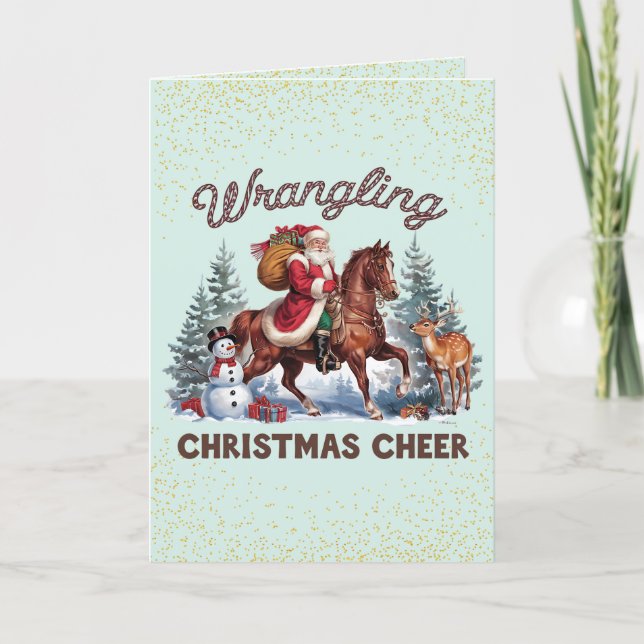 Wrangling a Country Christmas Holiday Card (Front)