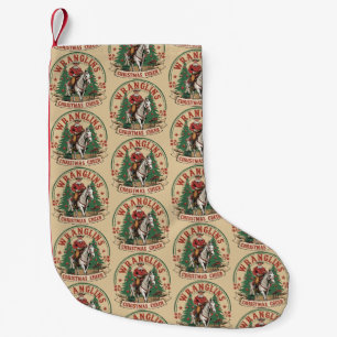 Wrangling Christmas Cheer Cowboy Santa Horse Ride Small Christmas Stocking
