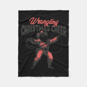 Wrangling Christmas Cheer Funny Cowboy Santa Weste Fleece Blanket