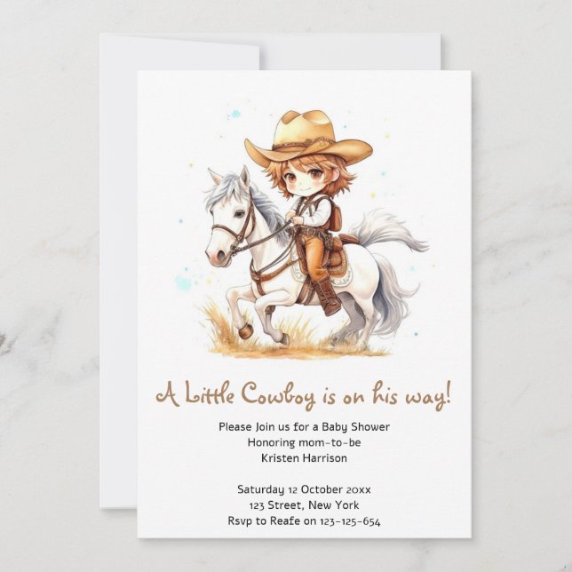 Wrangling Joy: Cowboy Wild West Baby Shower Invitation (Front)