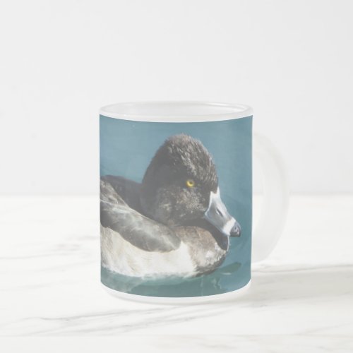 Wrap Around Ring_necked Black and White Duck Photo Frosted Glass Coffee Mug