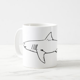 Wrap-around Simple Modern Black and White Shark Coffee Mug