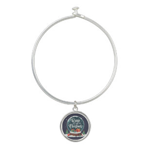 Wrap It Up It’s Christmas Snow Globe Design Bangle Bracelet