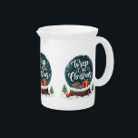 Wrap It Up It’s Christmas Snow Globe Design Beverage Pitcher<br><div class="desc">Celebrate the magic of the season with this festive "Wrap it up, it's Christmas" snow globe design, featuring hand-lettered script surrounded by gently falling snowflakes and a charming holiday scene. Nestled inside the globe are brightly wrapped gift boxes topped with bows, sitting on a snowy base alongside playful Christmas trees...</div>