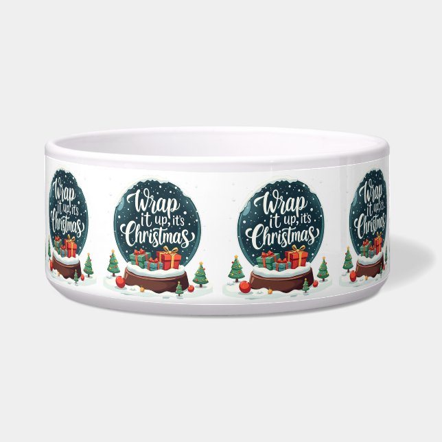 Wrap It Up It’s Christmas Snow Globe Design Bowl (Front)