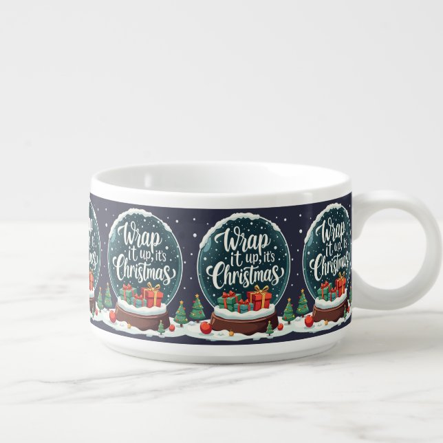 Wrap It Up It’s Christmas Snow Globe Design Bowl (Left)
