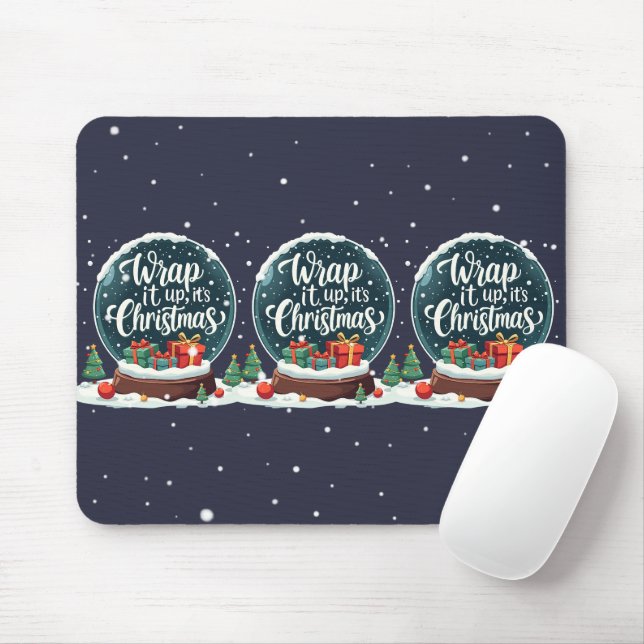 Wrap It Up It’s Christmas Snow Globe Design Mouse Pad (With Mouse)