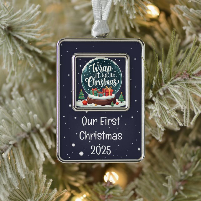 Wrap It Up It’s Christmas Snow Globe Design Ornament (Tree)