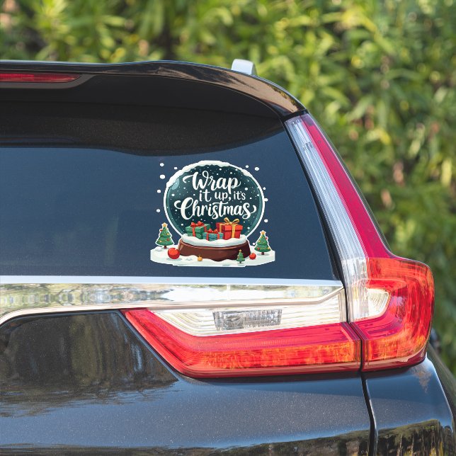 Wrap It Up It’s Christmas Snow Globe Design Sticker (Car Side)