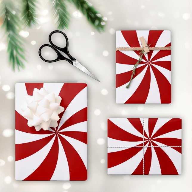 Wrap It Up with Peppermint Candy  Wrapping Paper Sheets (Wrap up your Christmas gifts in modern peppermint candy swirl.)