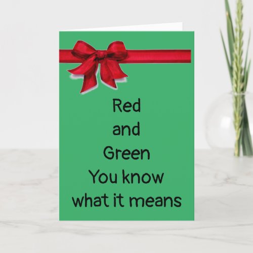 WRAP RED RIBBON AROUND YOU AT CHRISTMAS WITH LOVE  HOLIDAY CARD