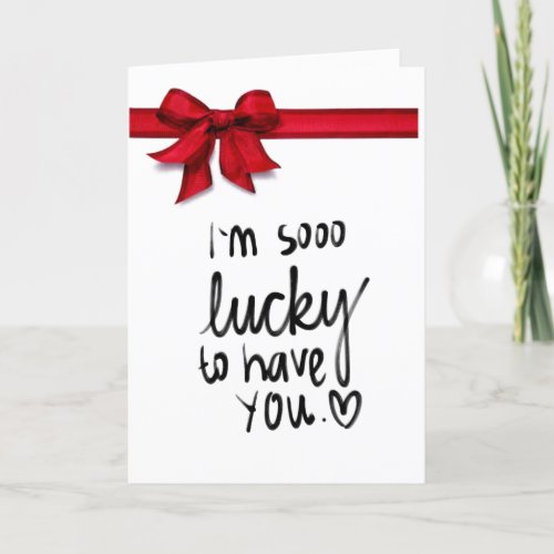 WRAP RED RIBBON AROUND YOU AT CHRISTMAS WITH LOVE HOLIDAY CARD