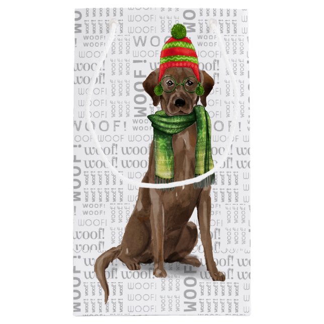 Wrap Up a Chocolate Lab Funny Christmas Small Gift Small Gift Bag (Back)
