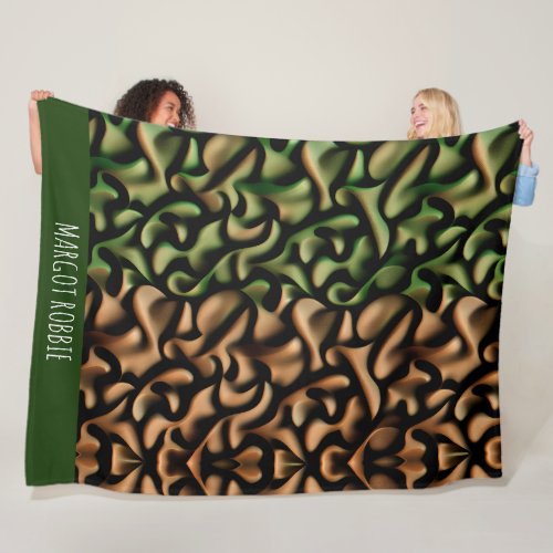 Wrap up Green Copper Mosaic Pattern Fleece Blanket