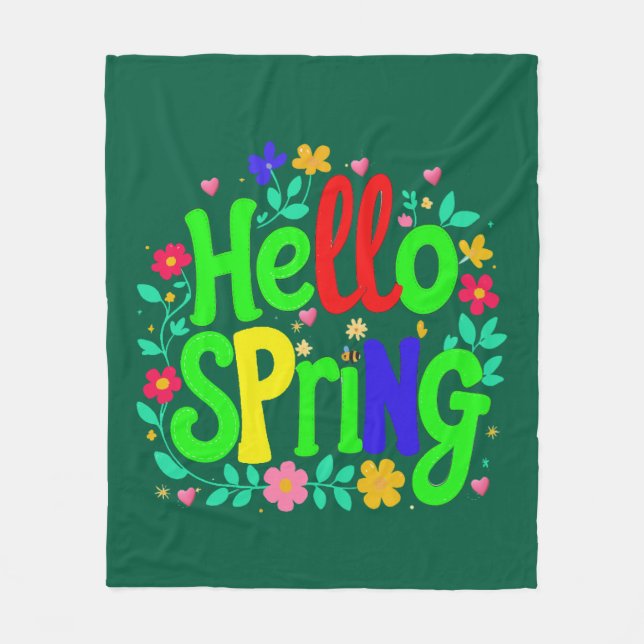 Wrap Yourself in Spring – “Hello Spring” Fleece Blanket (Front)