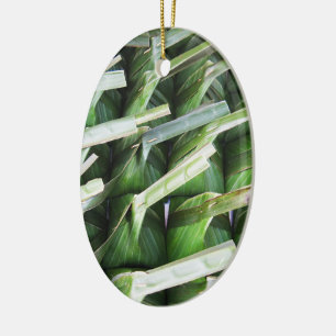 Wrapped Banana Leaf Packets Ceramic Ornament