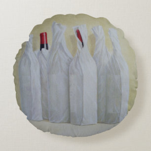 Wrapped Bottles Number 2 1990s Round Pillow
