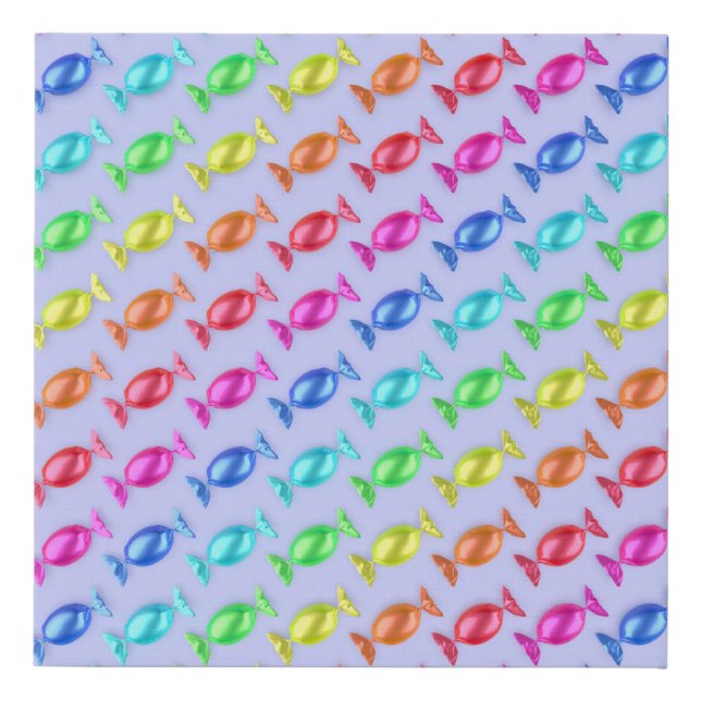 Wrapped candies with different colors faux canvas print (Front)