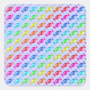 Wrapped candies with different colors square sticker