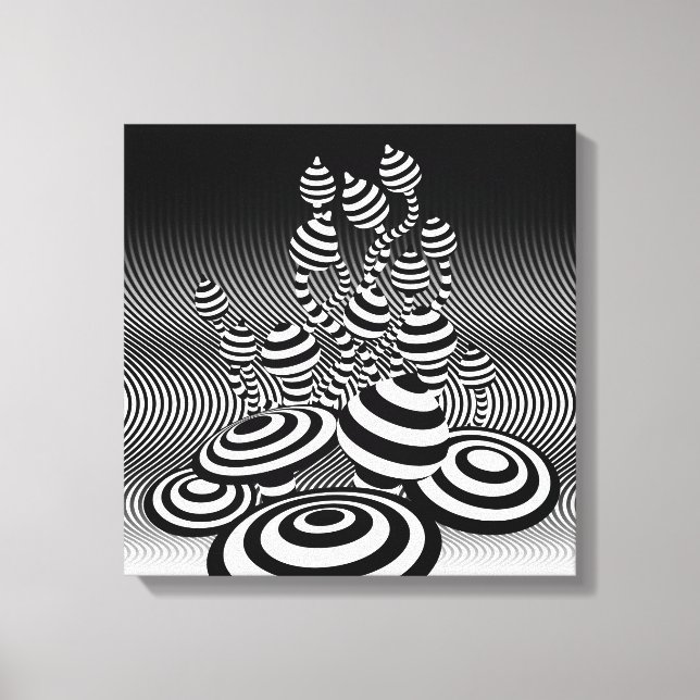 Wrapped canvas art Magic Mushrooms optical design. (Front)