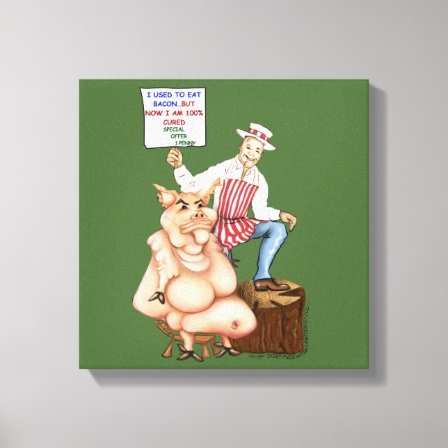 Wrapped Canvas Kitchen Art/Pig 'n Butcher Print (Front)
