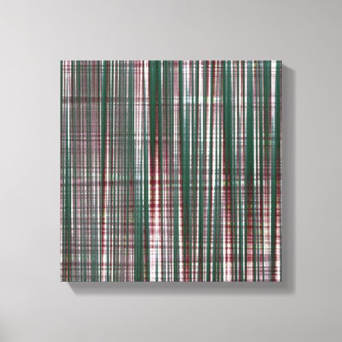Wrapped Canvas Print Abstract Green Maroon Plaid