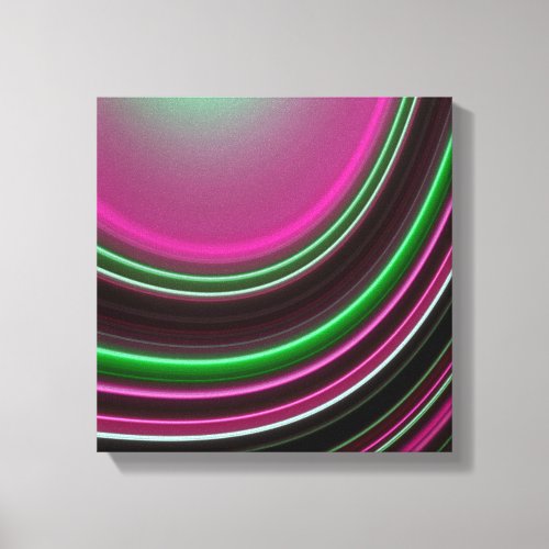 Wrapped Canvas Print Pink Green Abstract Curve