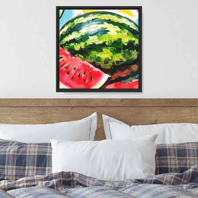 Wrapped Canvas Wall Art Watermelon  (Insitu(Bedroom))