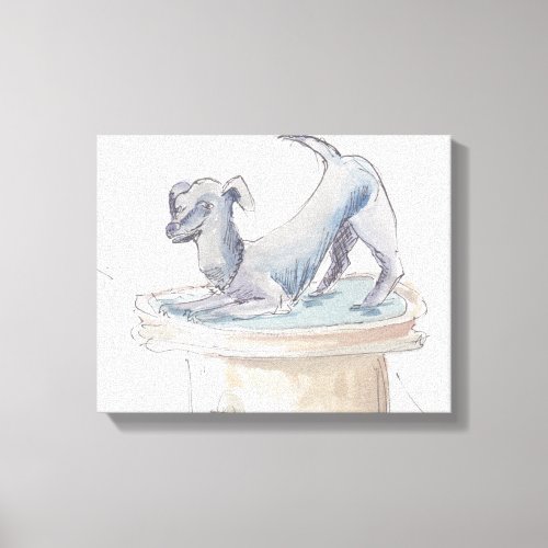 Wrapped Canvas Watercolor SketchDog London