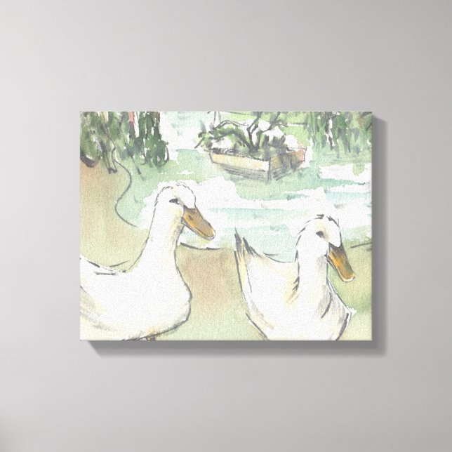 Wrapped Canvas "Watercolor Sketch/Ducks Paris" Print (Front)