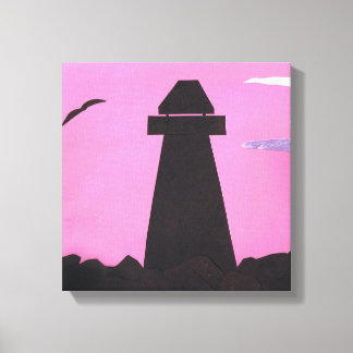Wrapped Canvas with Lighthouse against a Pink Sky Print
