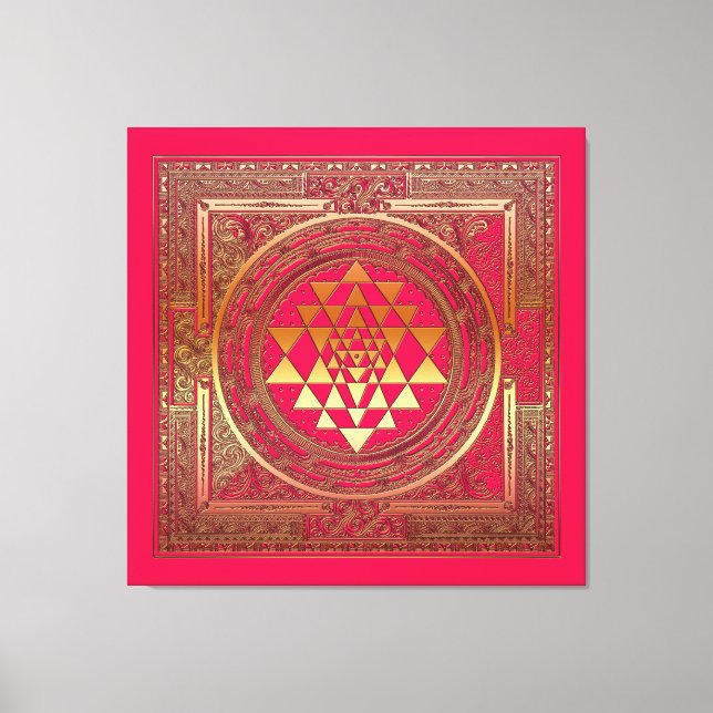 wrapped canvas yantra mandala india gold pink yoga print (Front)