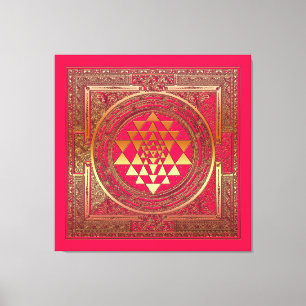 wrapped canvas yantra mandala india gold pink yoga print
