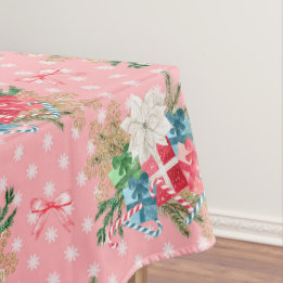 Wrapped Christmas Gift Boxes White Snowflakes  Tablecloth