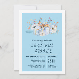 Wrapped Christmas gists arrangement dinner invite