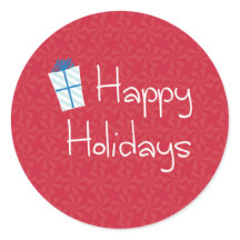 Wrapped Gift with Red Peppermint Happy Holidays