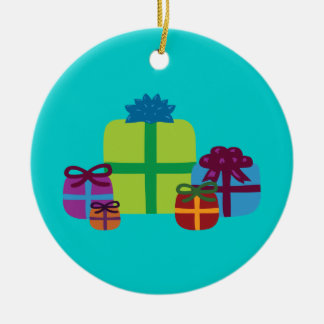 Wrapped Gifts Ceramic Ornament