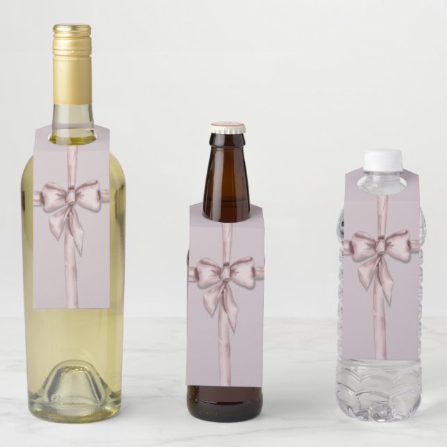 Wrapped in a pink bow bottle hanger tag (In Situ)